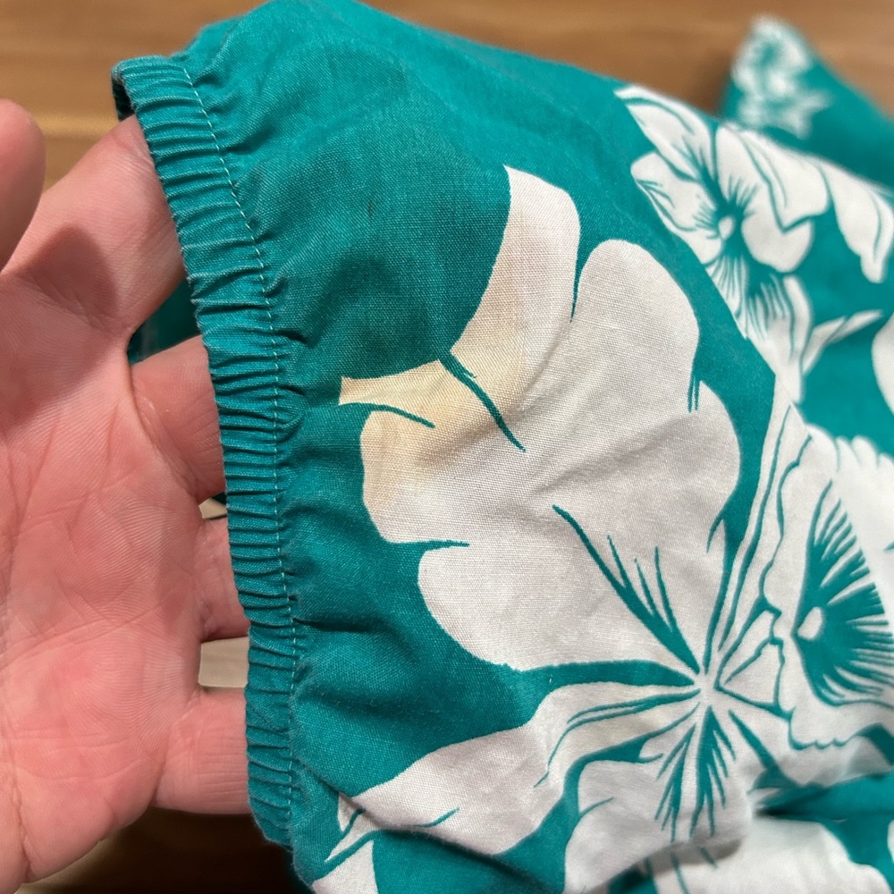 Vintage Hawaii Made Tropical Causal Dress Size Large Teal and White - Picture 6 of 7